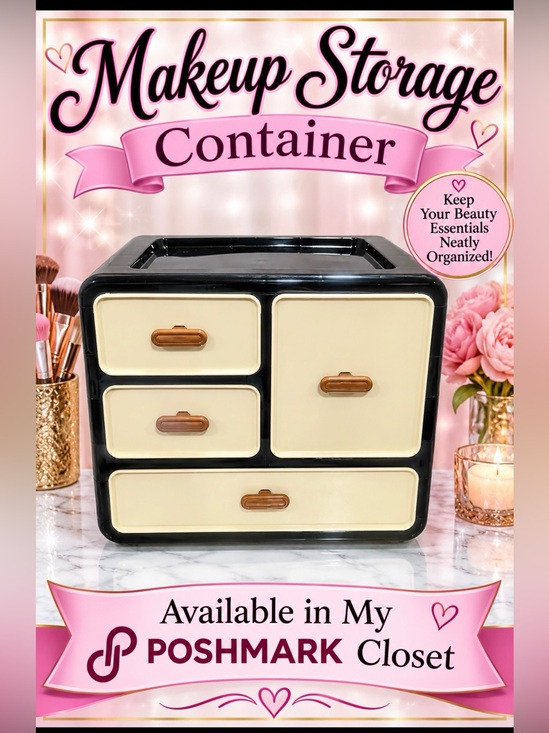 Other - Makeup Storage Container Organizer in Cream and Black NWT